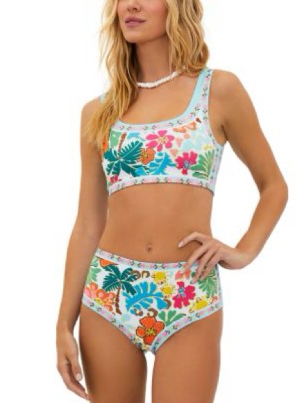 Beach Riot Francis Bikini Set in Tropical Sands Blue Floral Pattern Size S
